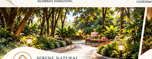 Tranquil green wellness retreat garden