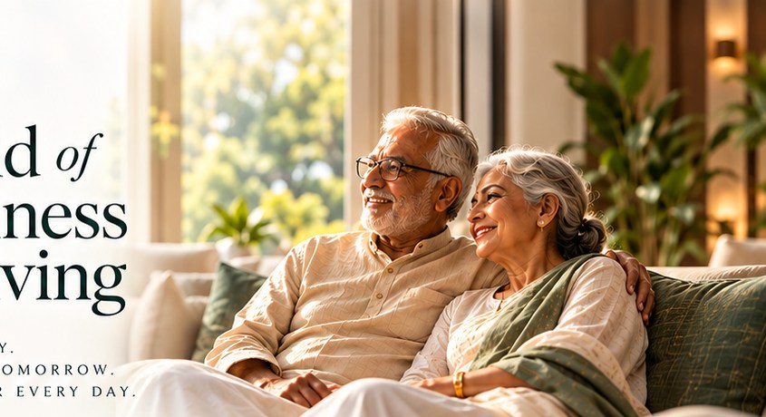 Happy older Indian adults enjoying senior living